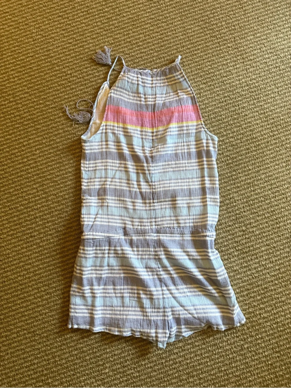 Soft Joie Blue & White Pleated Sleeveless Romper